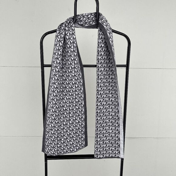 Michael Kors Monogram Knit Scarf in Grey Tones - 10" x 60" - Picture 1 of 5
